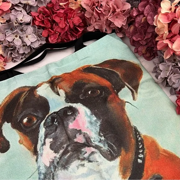 Eco-Friendly Handsome Brown and White Boxer Dog Folding Tote Bag - Picture 7 of 13